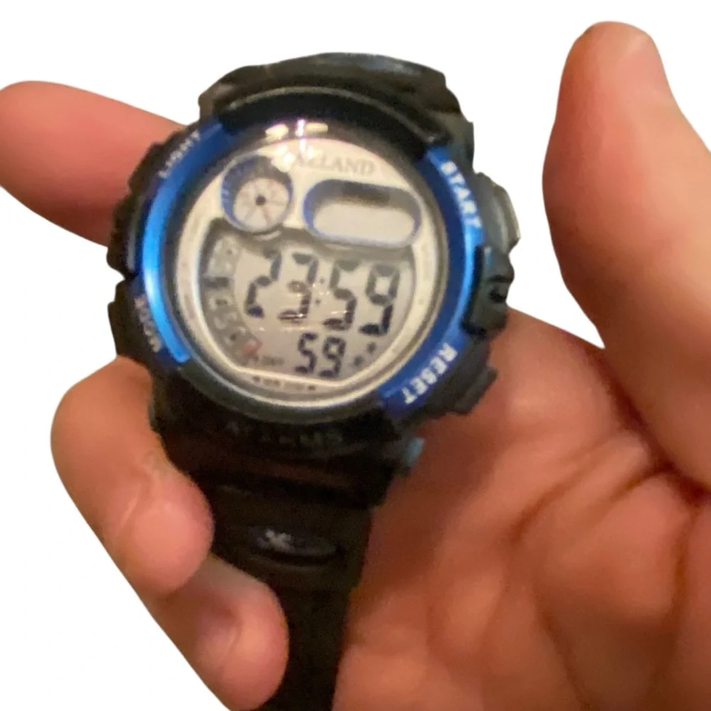 Azland Digital Sports Watch 3 Alarms 30M Water Resistant Black Blue KW009-A